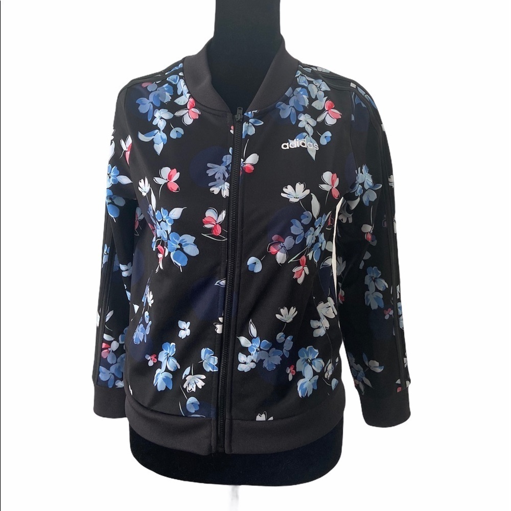 Girls Adidas floral track jacket sz L 14